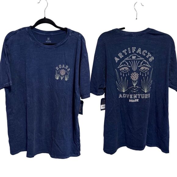NWT- Roark- Blue Artifacts Of Adventure Premium Tee Graphic Men's Shirt, XL - Picture 1 of 8